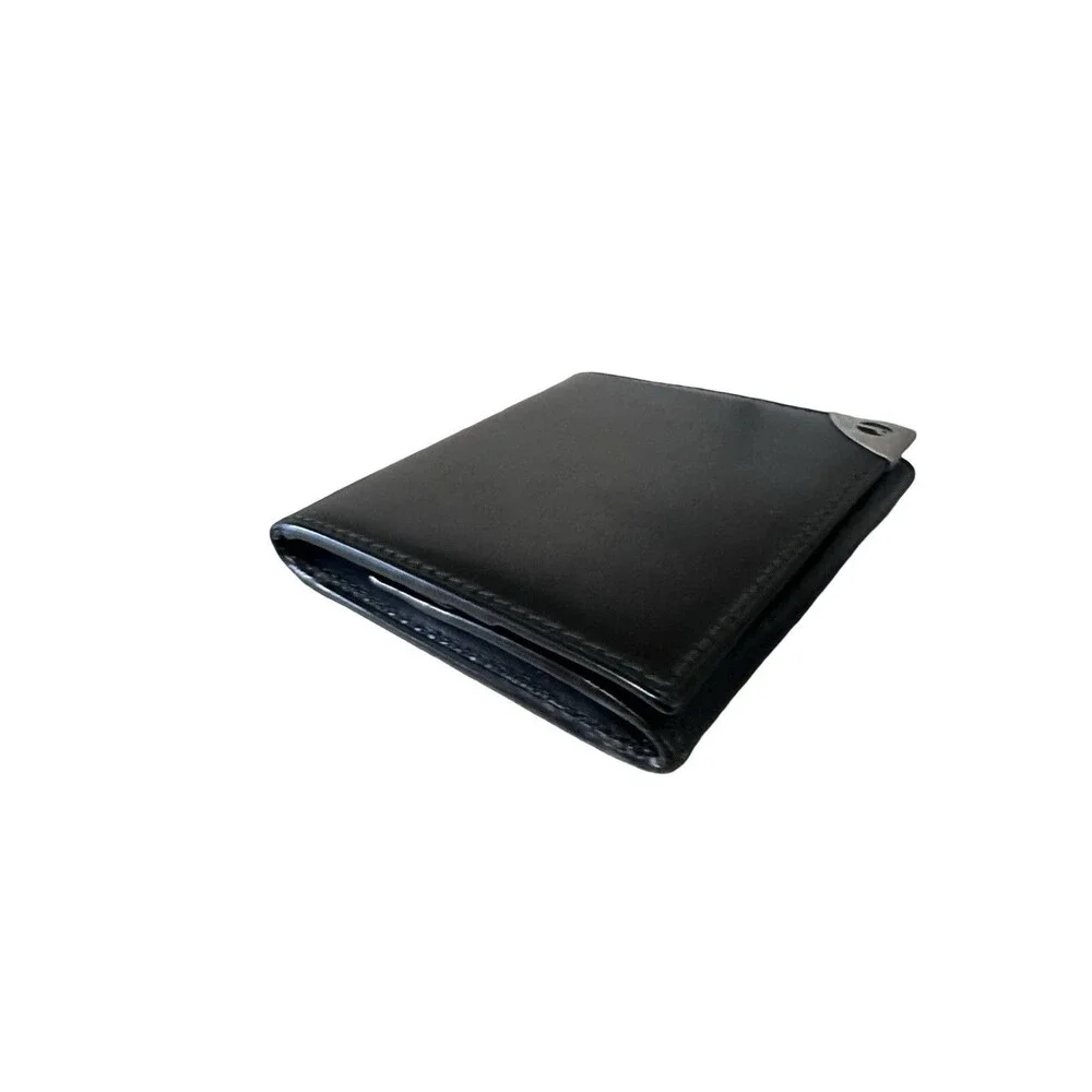 Dunhill Compact card/coin Black Leather Case Silver Hardware Mens/Women's Unisex